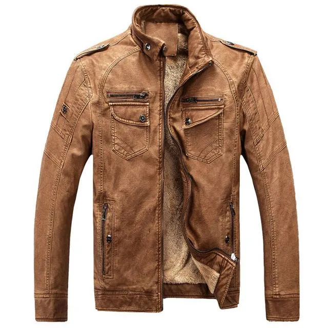 West Louis™ Thicken Washed Leather Windbreaker Jacket