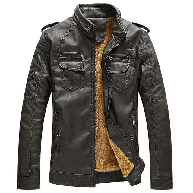 West Louis™ Thicken Washed Leather Windbreaker Jacket