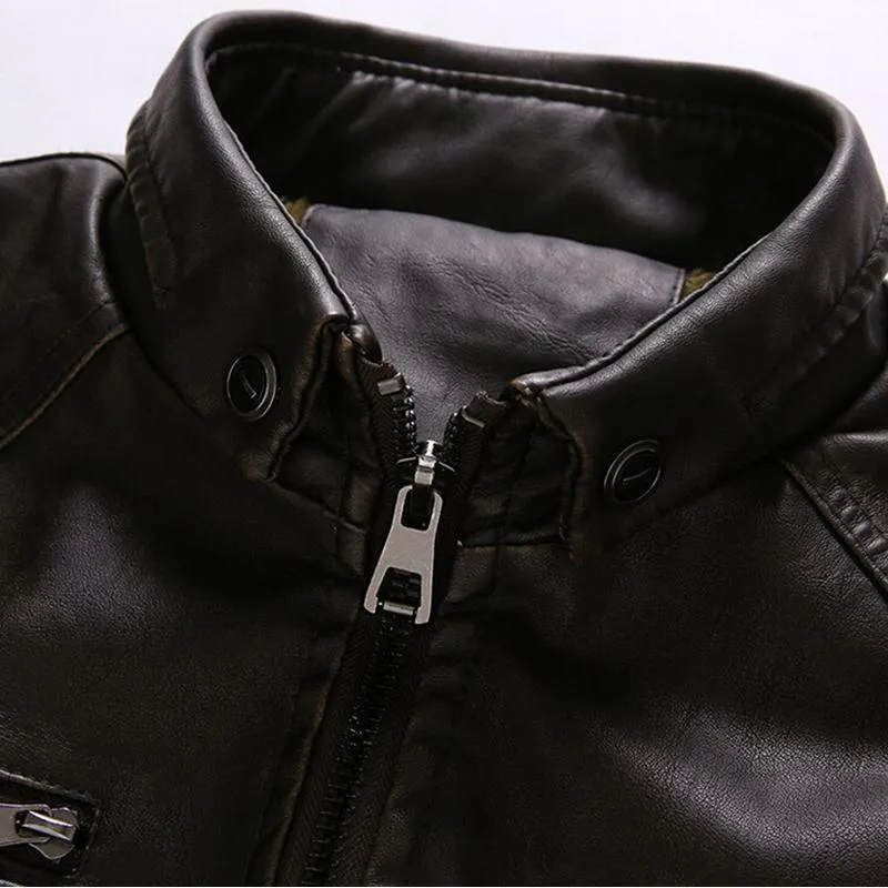 West Louis™ Thicken Washed Leather Windbreaker Jacket