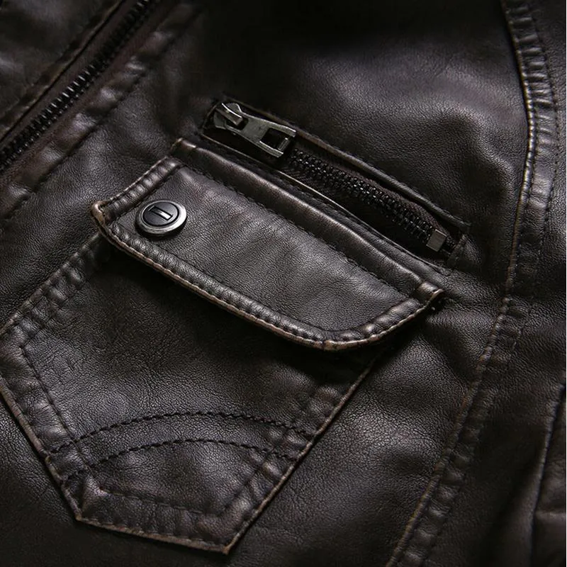 West Louis™ Thicken Washed Leather Windbreaker Jacket