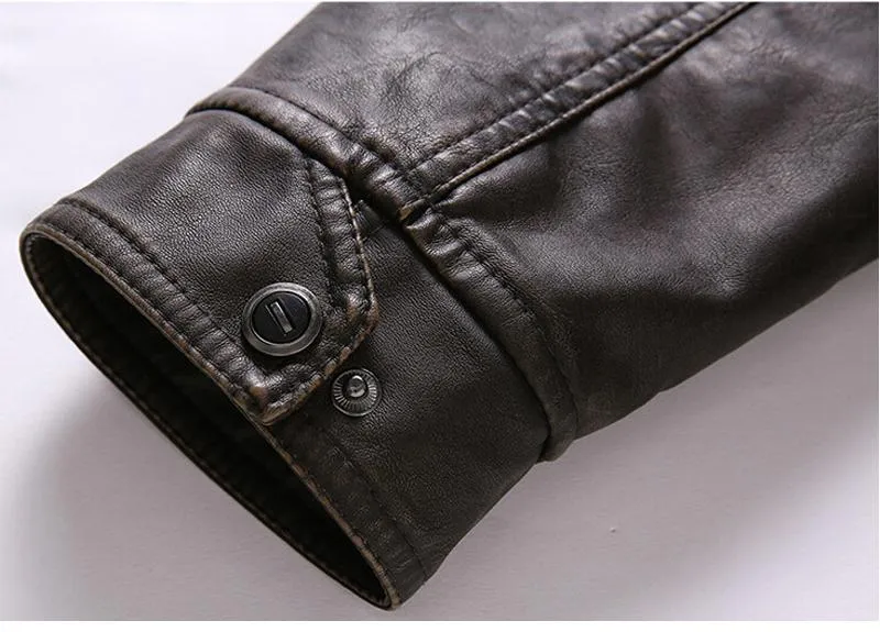 West Louis™ Thicken Washed Leather Windbreaker Jacket