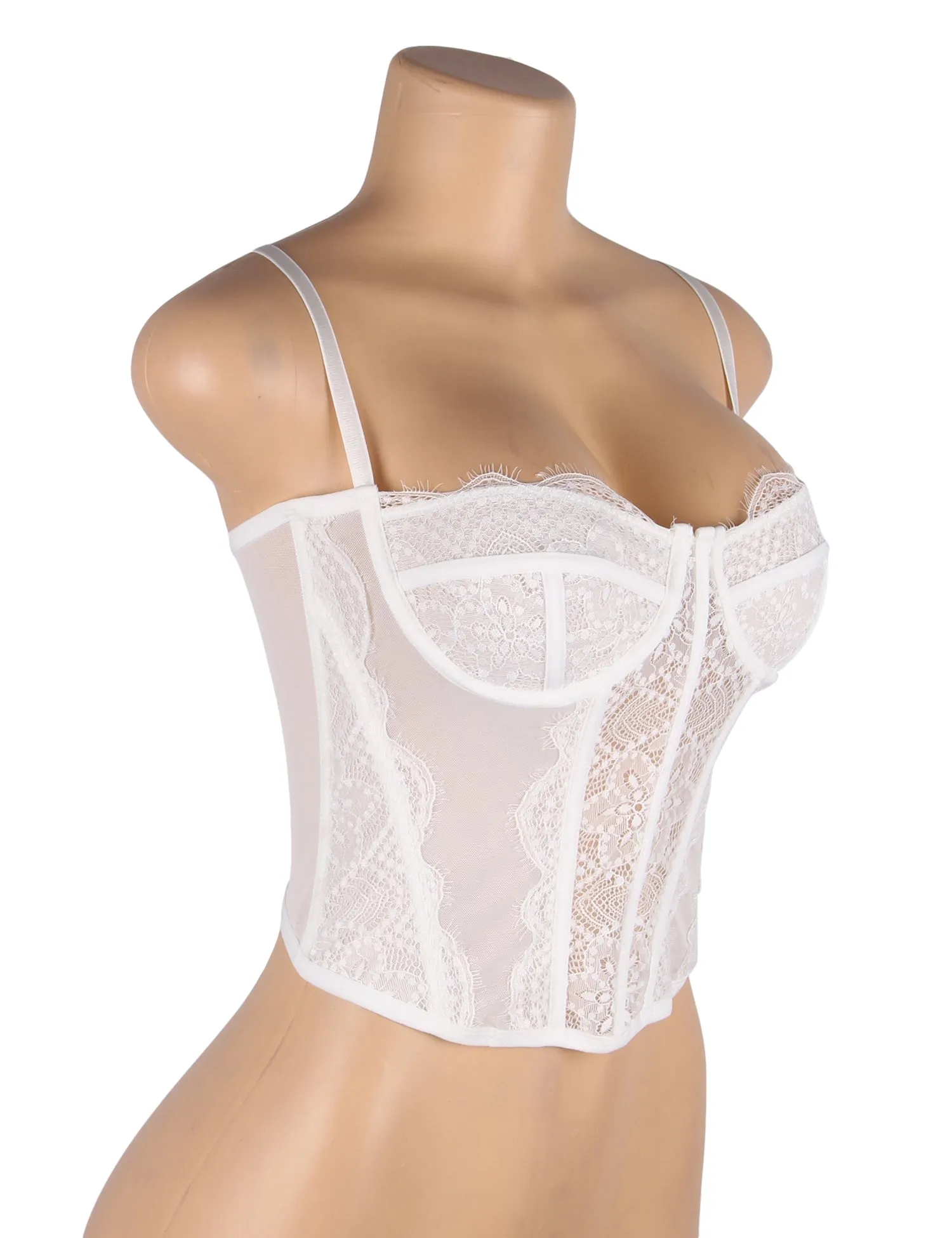 White 9 Bones Sexy Lace Suspender Corset Egypt Bra Top