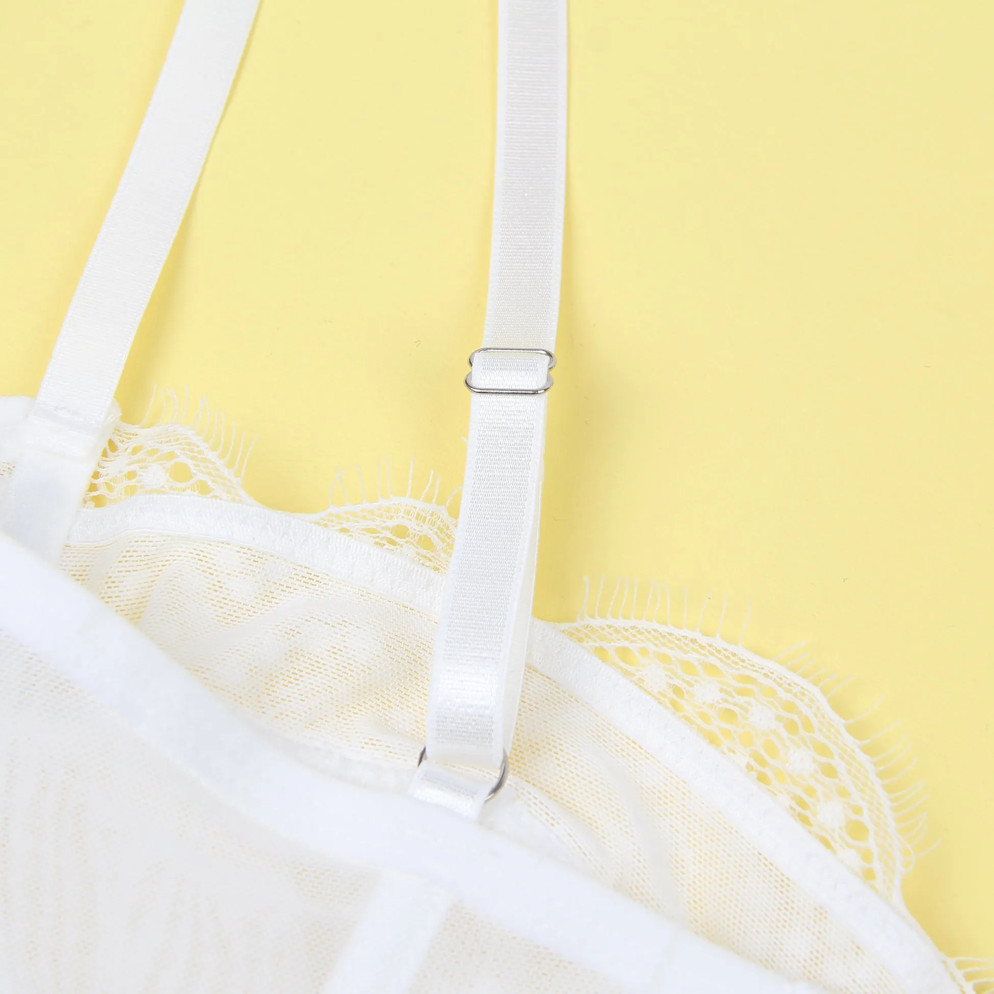 White 9 Bones Sexy Lace Suspender Corset Egypt Bra Top
