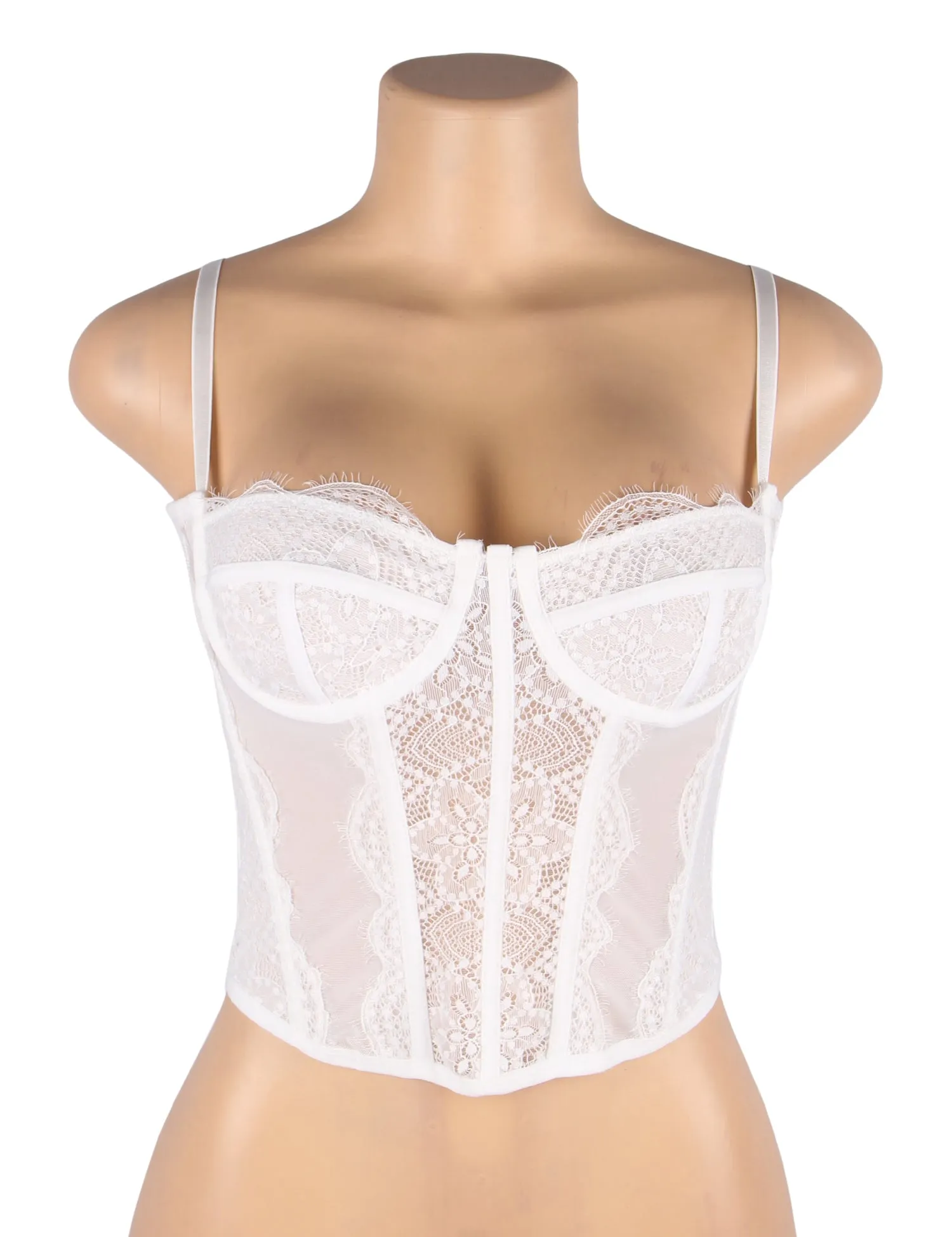 White 9 Bones Sexy Lace Suspender Corset Egypt Bra Top