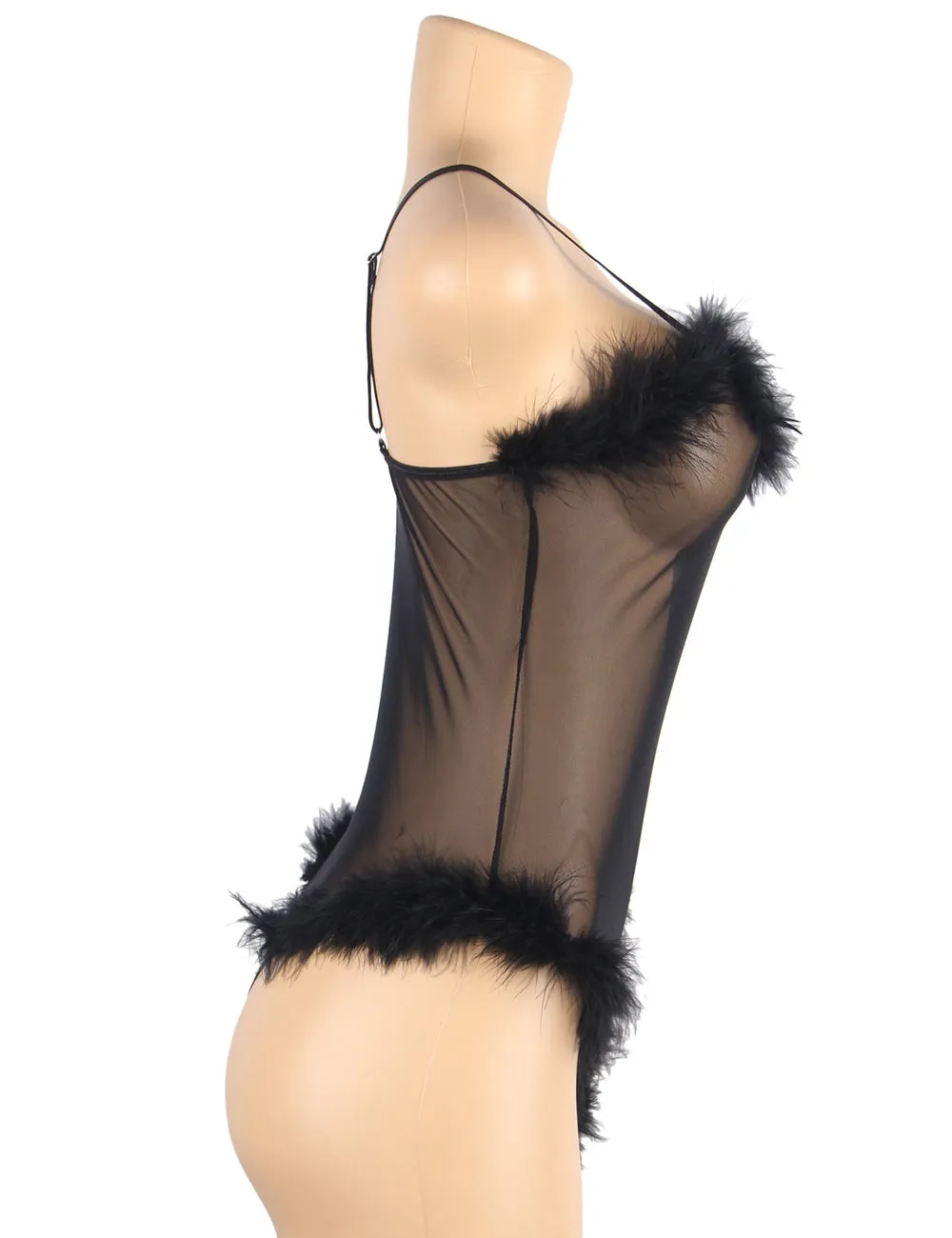 White & Black  Long Sleeves Fur Nightgowns and Teddy Lingerie Robe Egypt