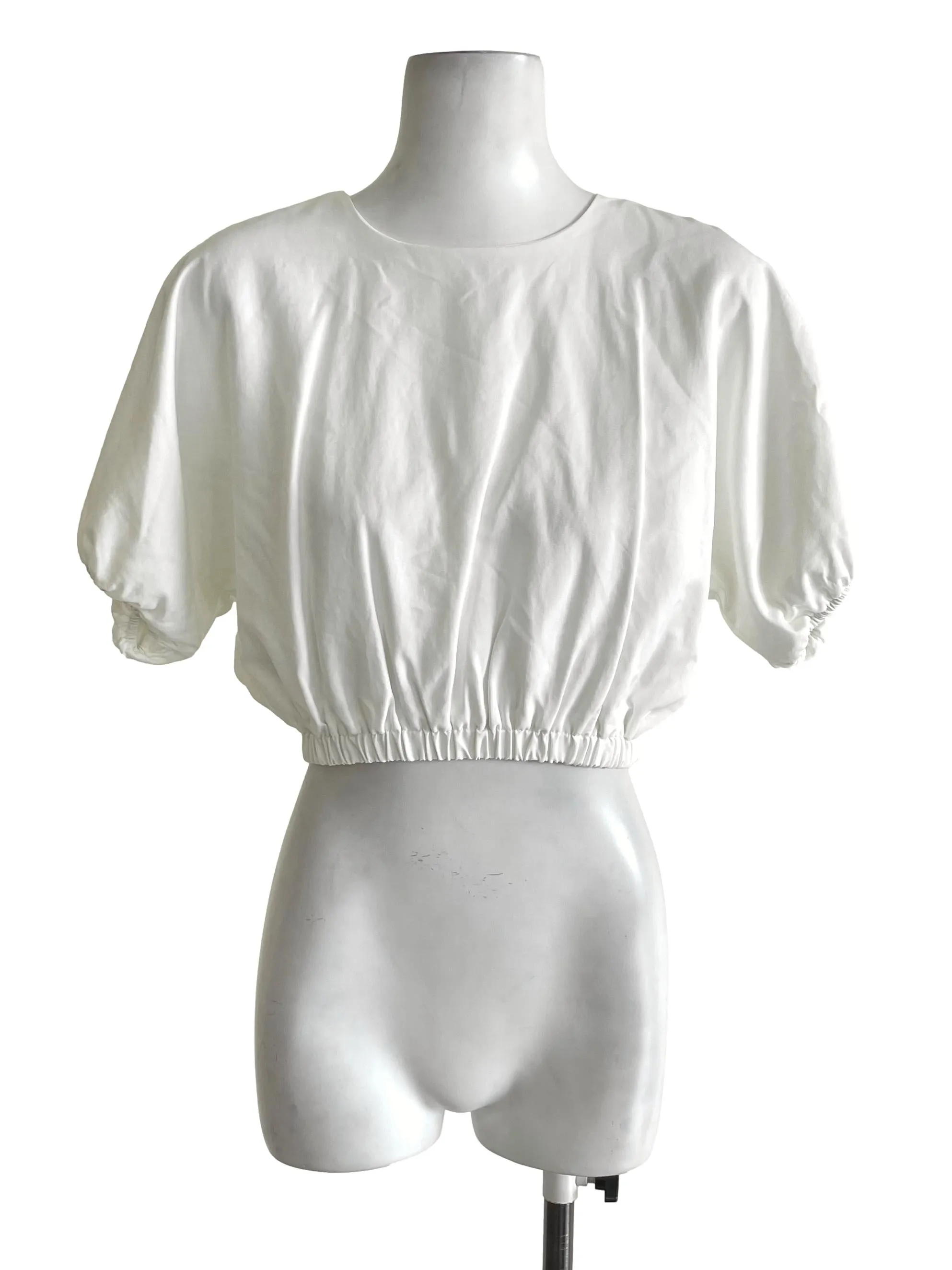 White Bat Sleeves Cropped Top TTR