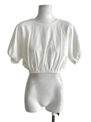 White Bat Sleeves Cropped Top TTR
