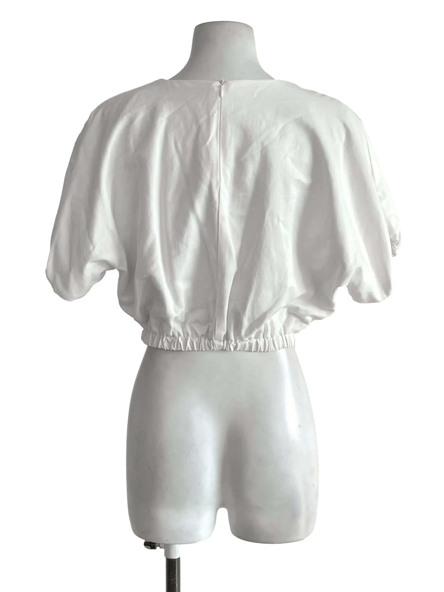 White Bat Sleeves Cropped Top TTR