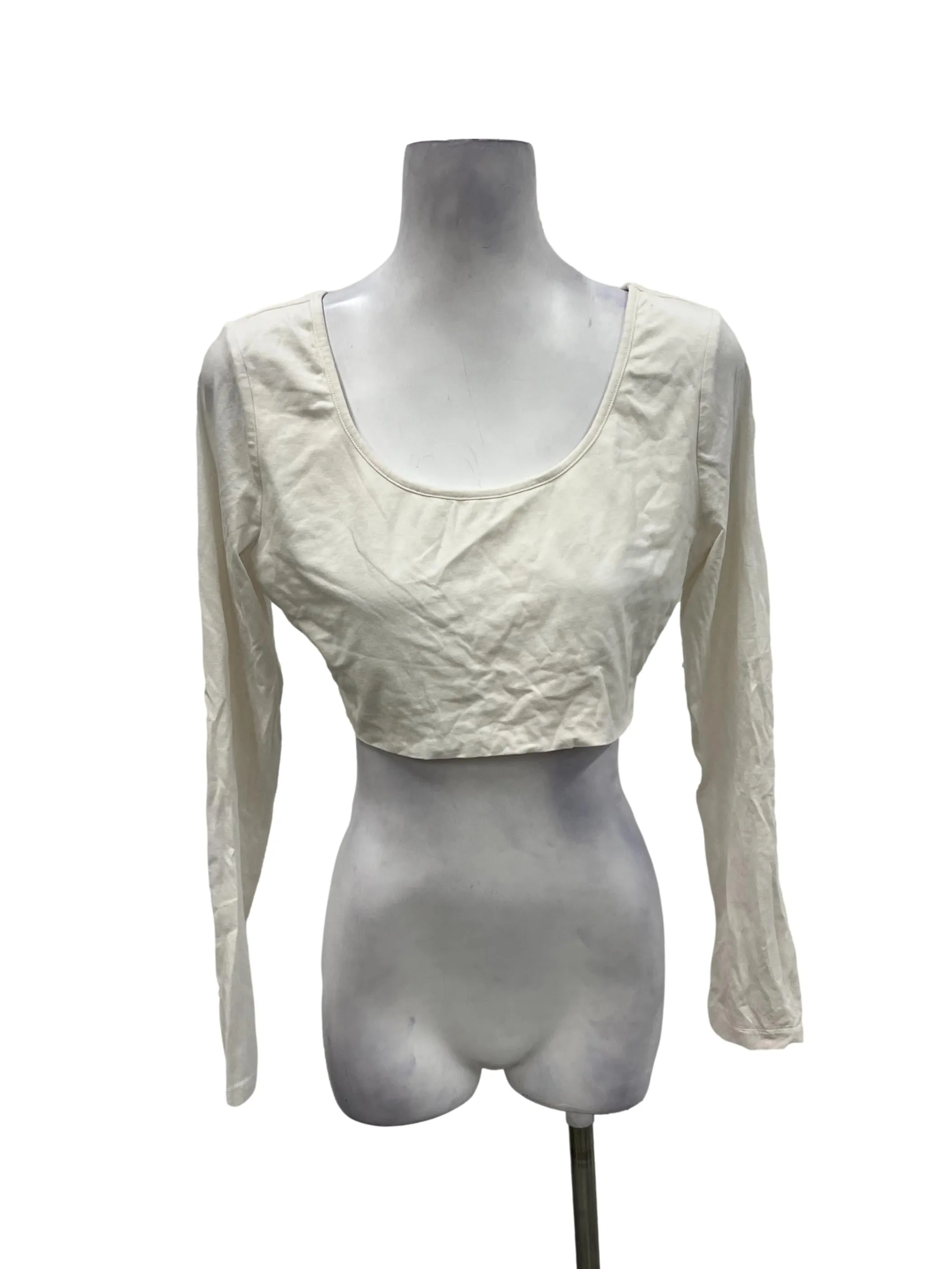 White Cropped Long Sleeve Top