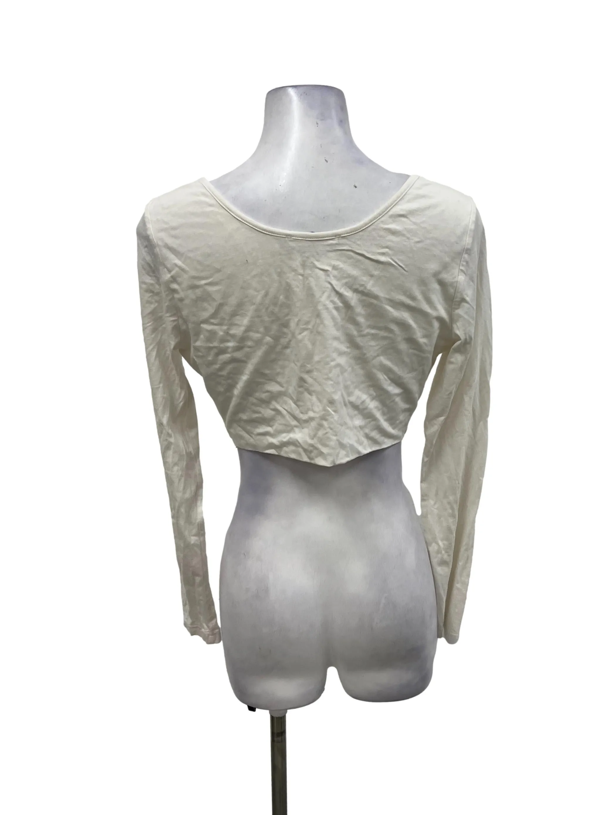 White Cropped Long Sleeve Top
