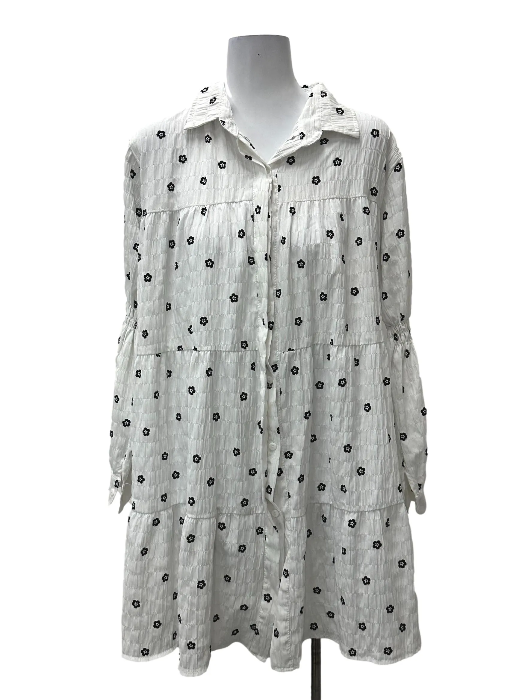 White Floral Tiered Blouse