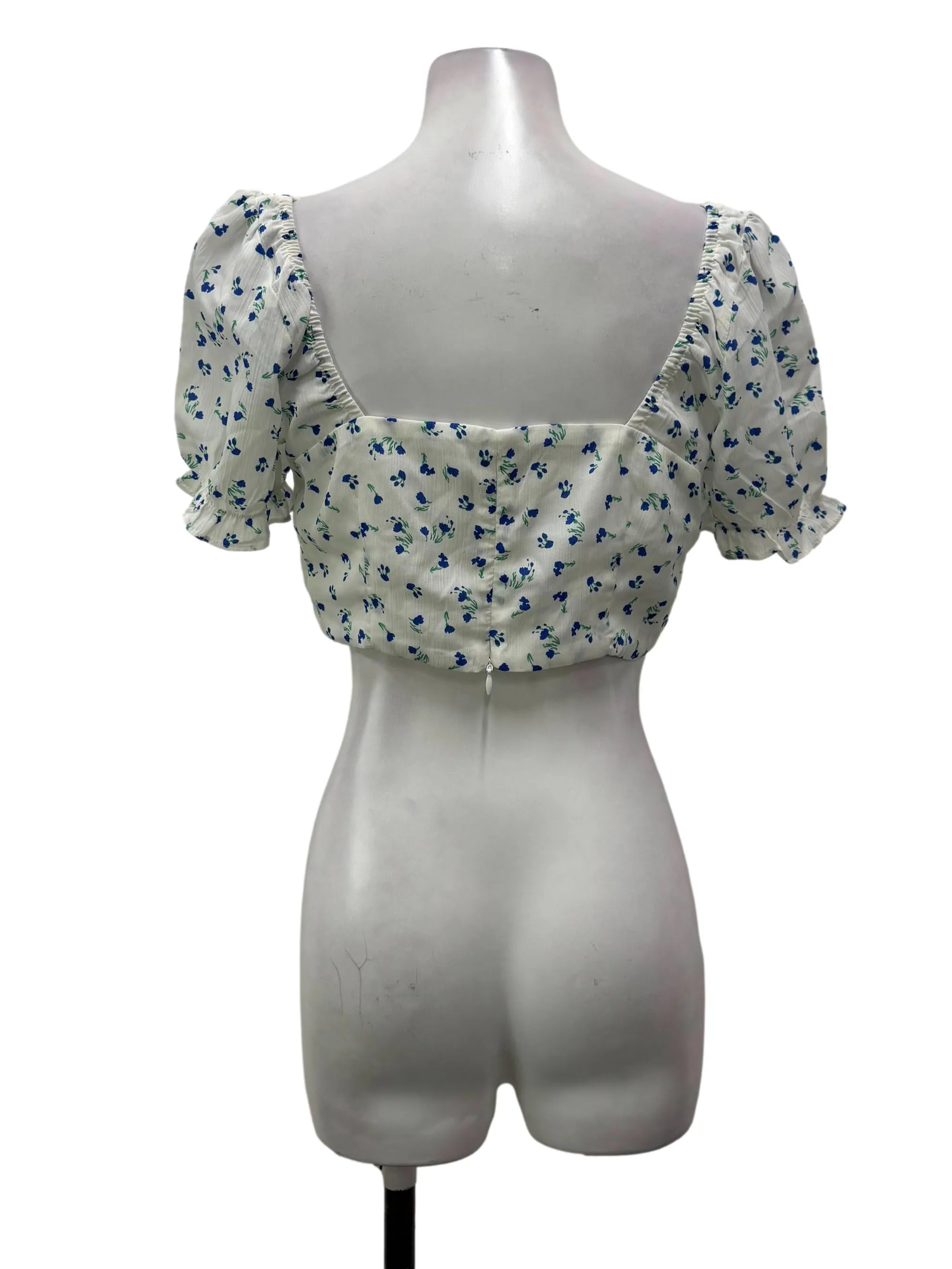 White Flower Square Blouse