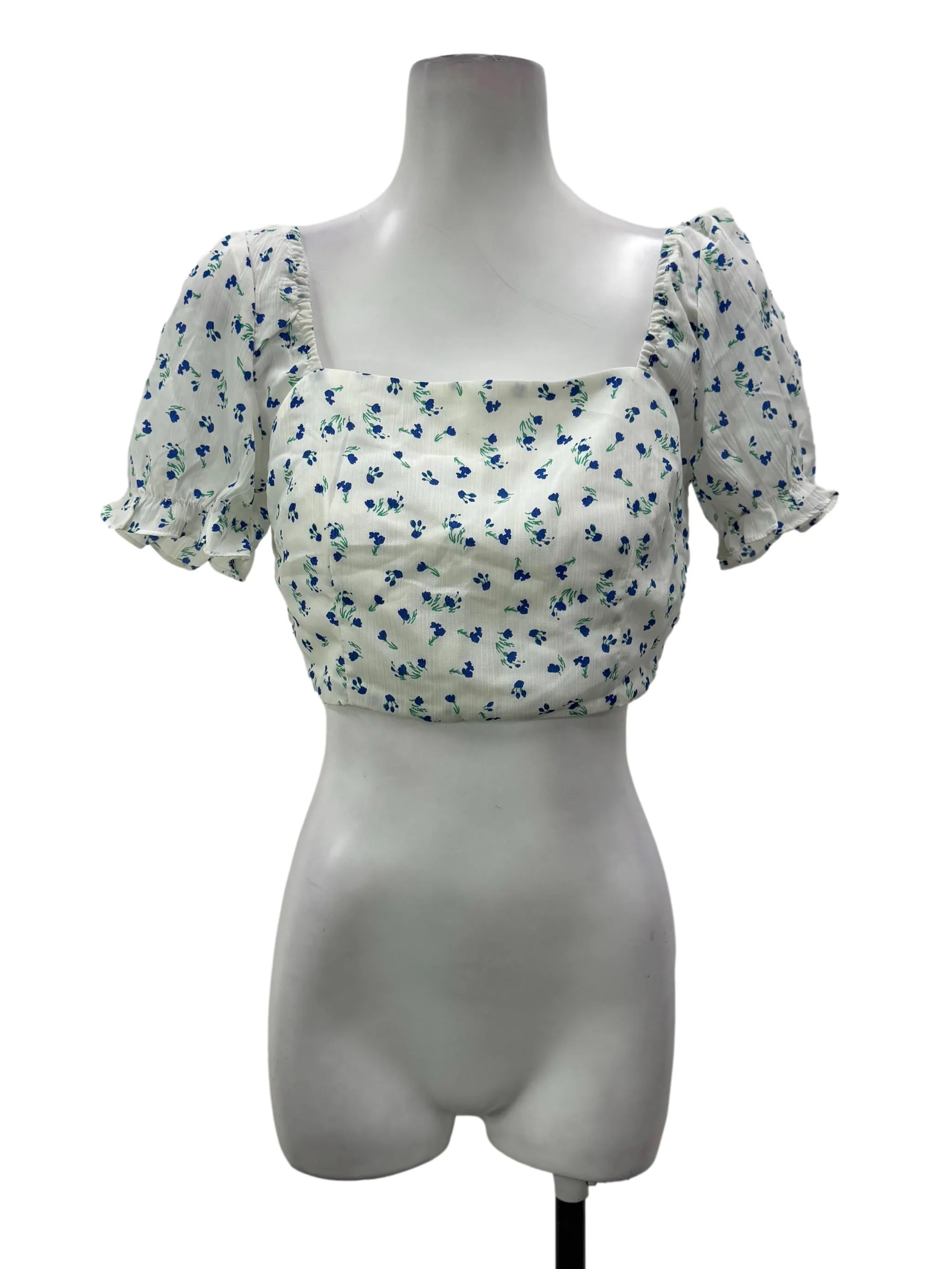 White Flower Square Blouse