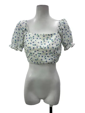 White Flower Square Blouse