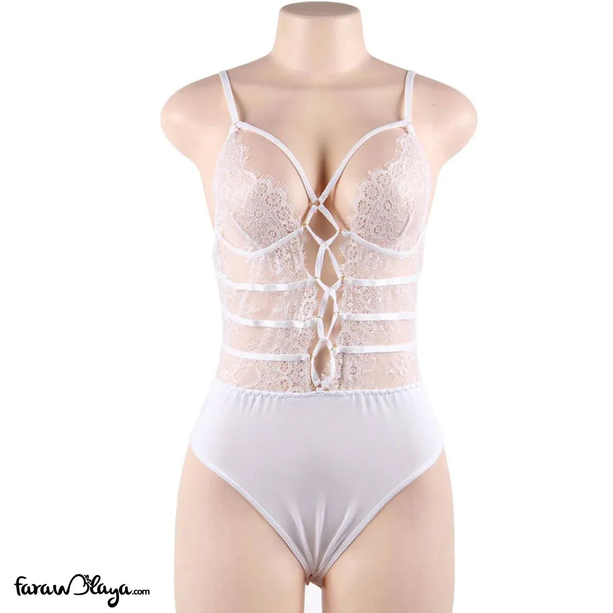 White High Quality Lace Sexy Hollow-out Conjoined Underwear