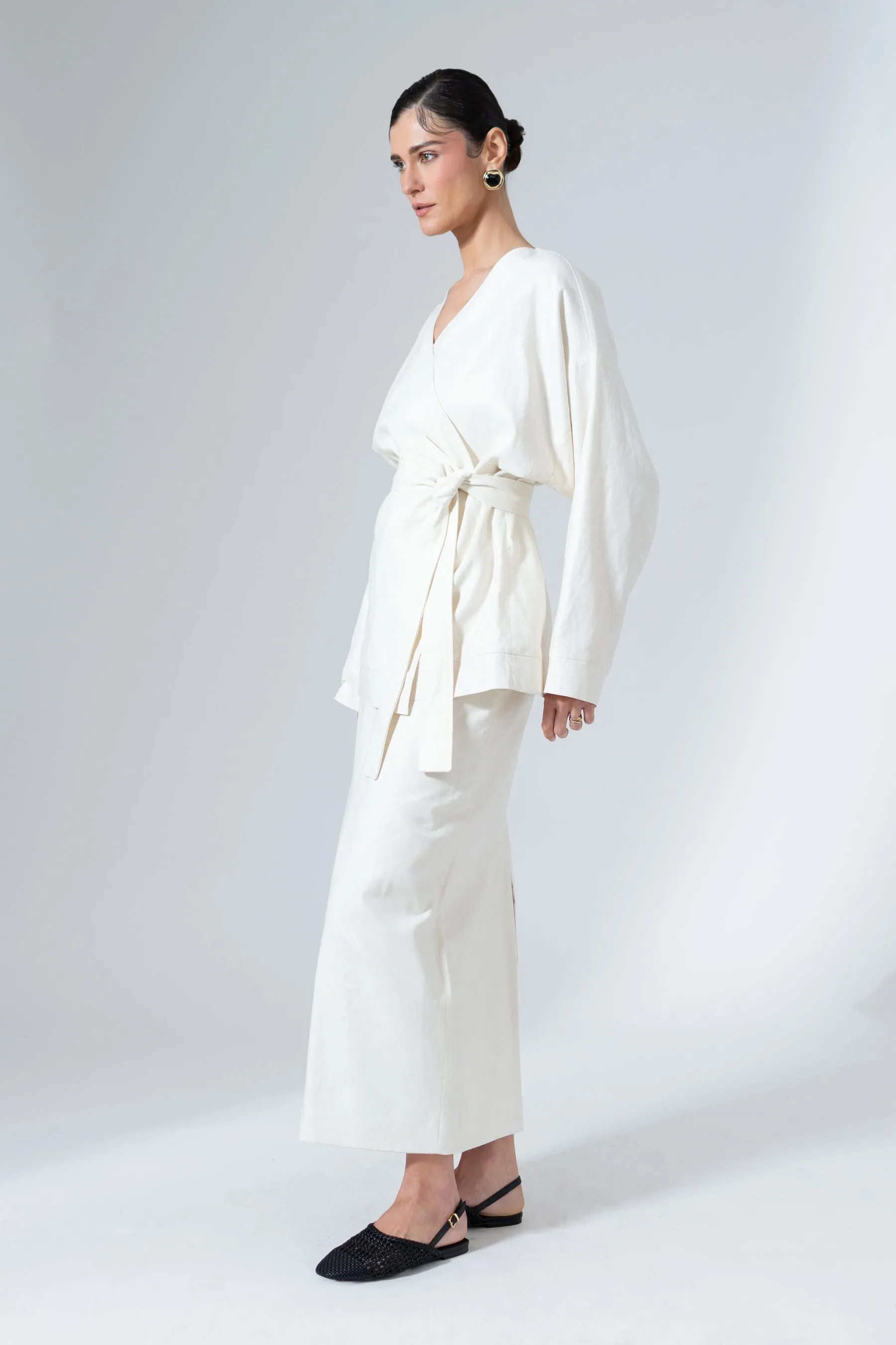 Willa Linen Wrap Top