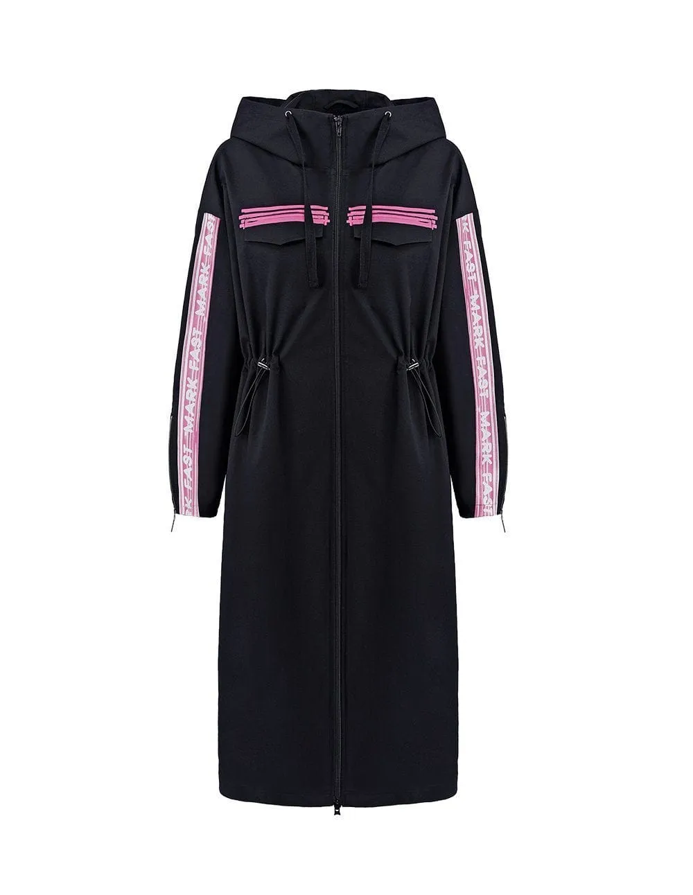 Women Mf Passion Flamingo Zip Up Hoodie Rope Trench Coat