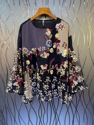 Women Prints Patchwork Casual Loose Blouses