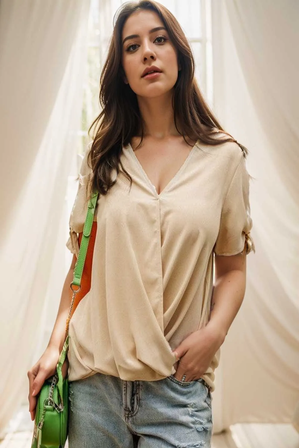 women s blouses loose solid belted long sleeve blouse