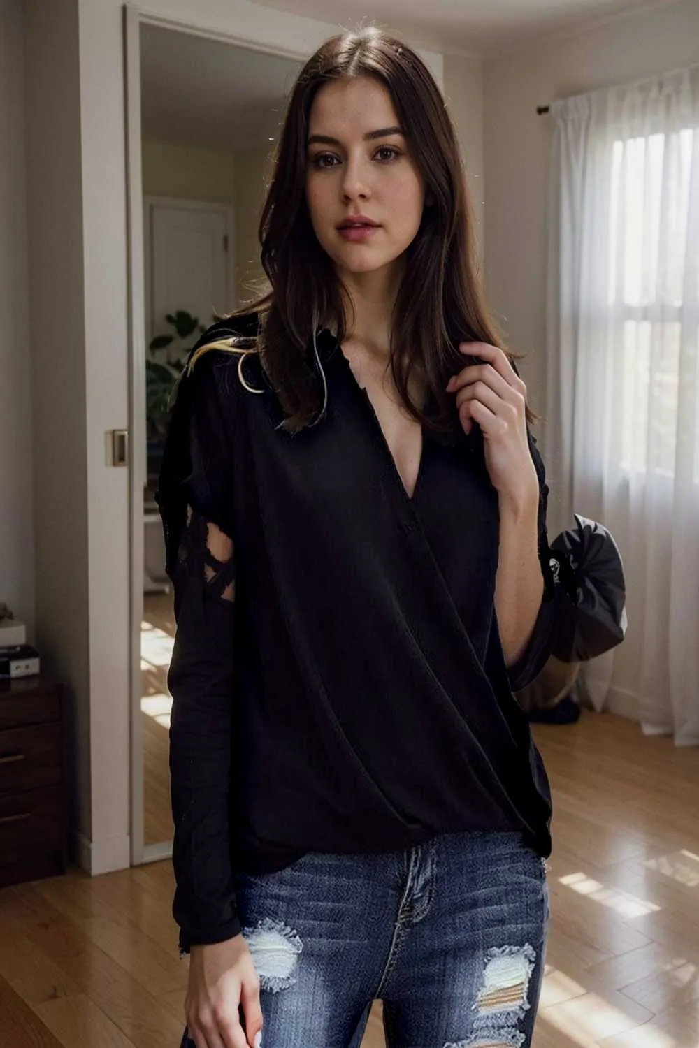 women s blouses loose solid belted long sleeve blouse