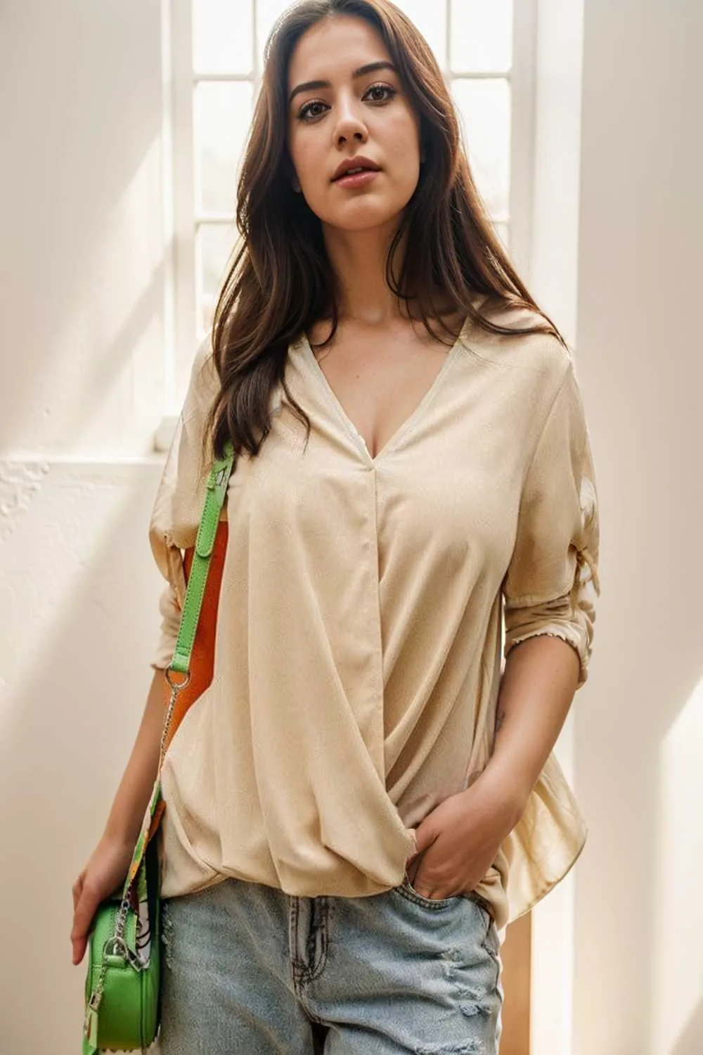 women s blouses loose solid belted long sleeve blouse