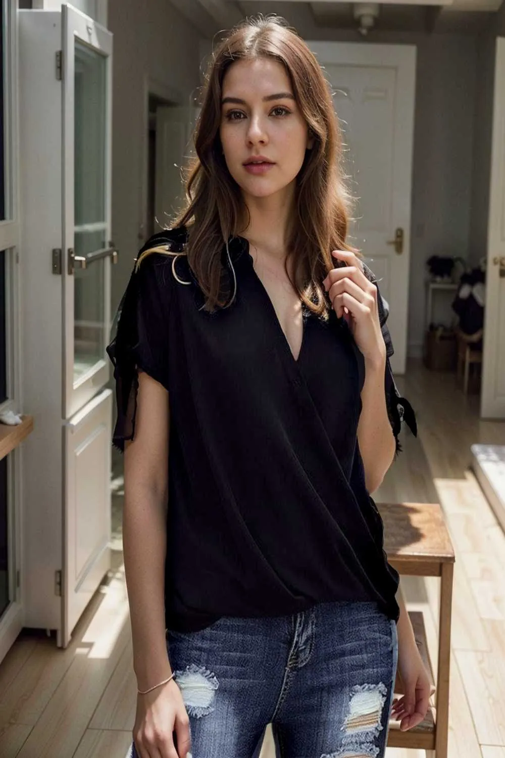 women s blouses loose solid belted long sleeve blouse
