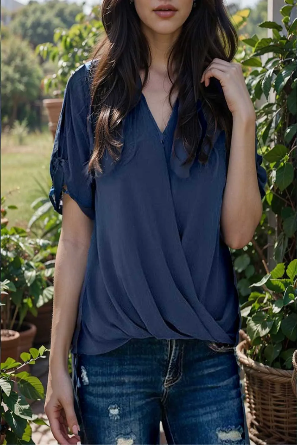 women s blouses loose solid belted long sleeve blouse