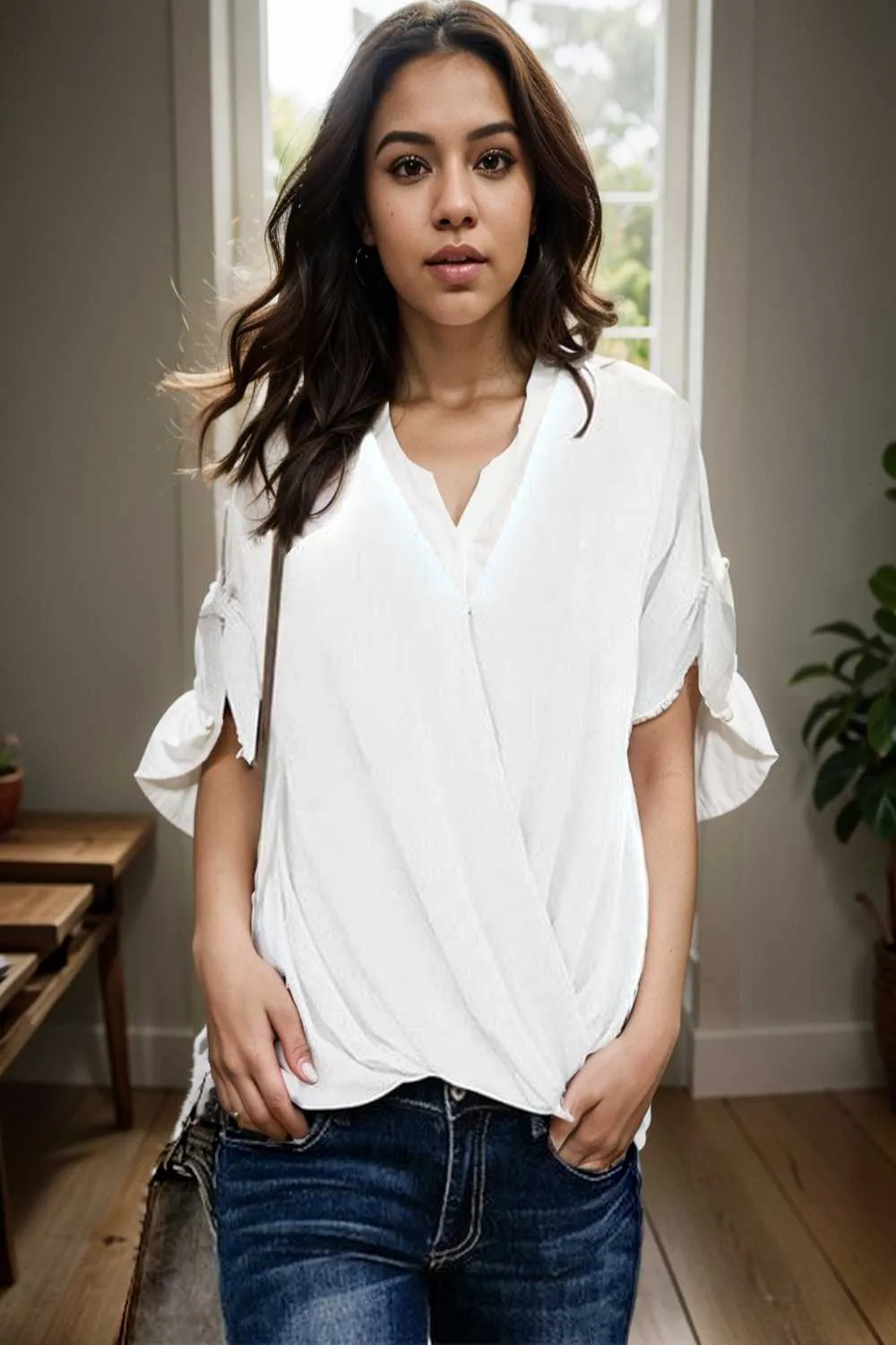 women s blouses loose solid belted long sleeve blouse