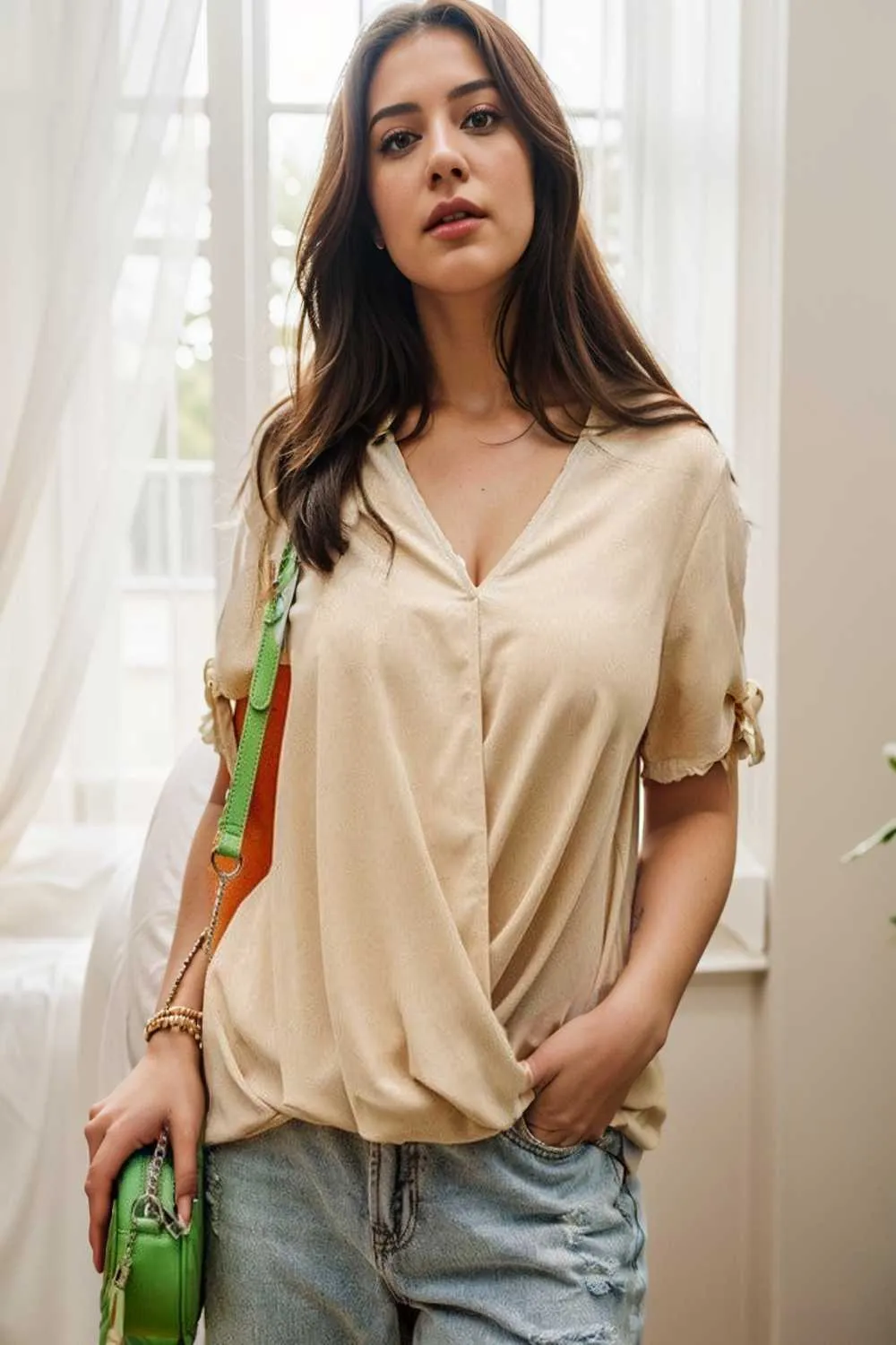women s blouses loose solid belted long sleeve blouse