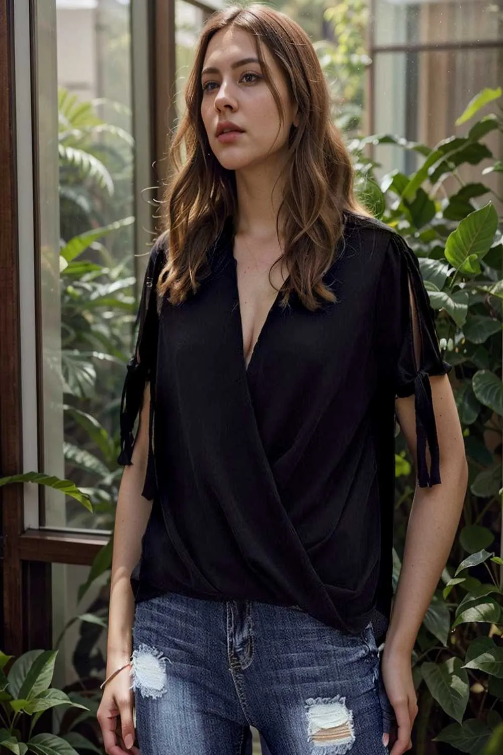 women s blouses loose solid belted long sleeve blouse