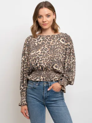 WOMEN'S ANIMAL PRINT LONG SLEEVE TOP