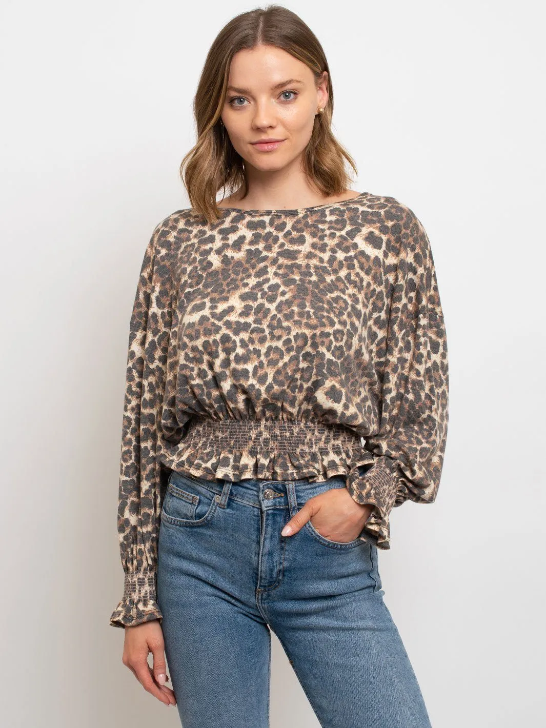 WOMEN'S ANIMAL PRINT LONG SLEEVE TOP