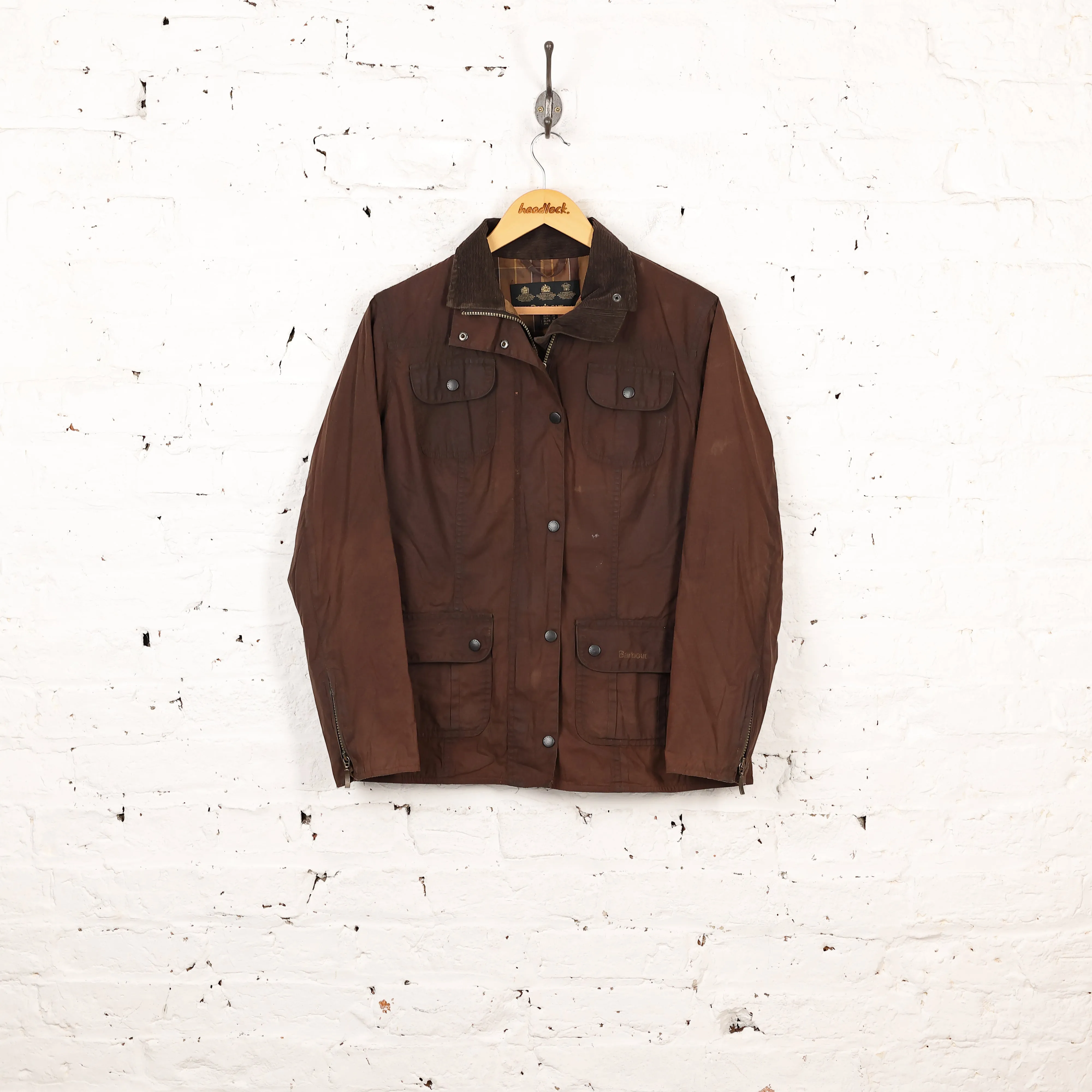 Women's Barbour Flyweight Wax Utility Jacket - Brown - Womens M