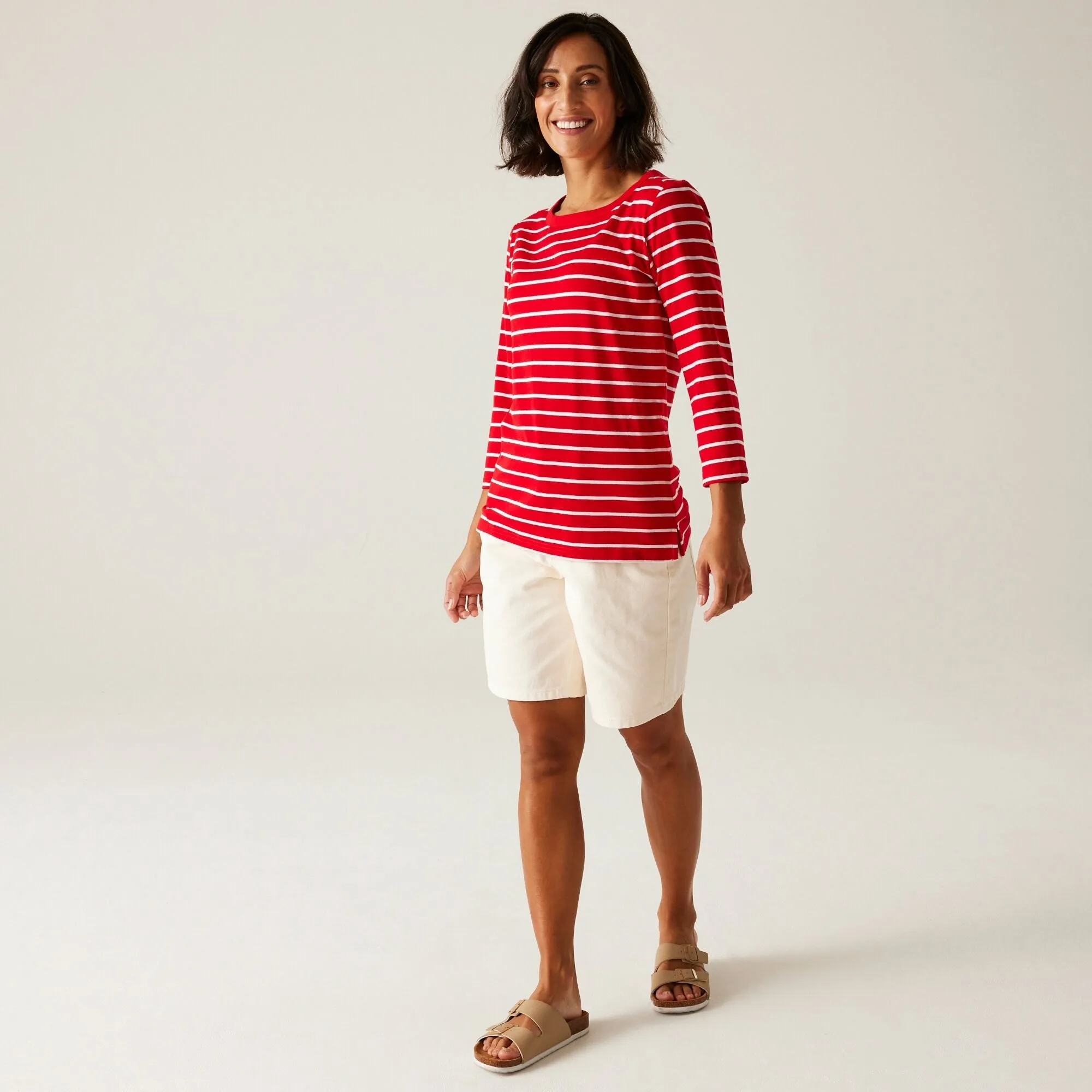 Women's Bayletta II 3/4 Sleeve Top | High Risk Red White Stripe
