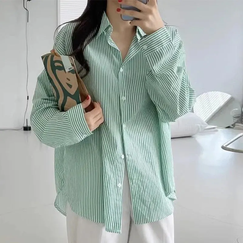 Women's Blouse Long Sleeve Blouses Vacation Simple Style Stripe