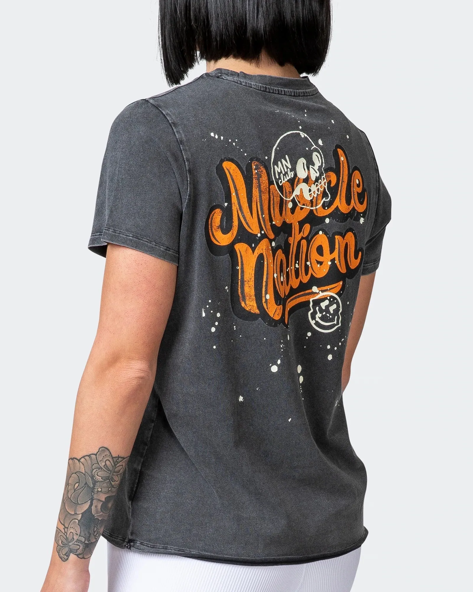 WOMENS GRAFFITI TAG REGULAR FIT VINTAGE TEE Washed Black