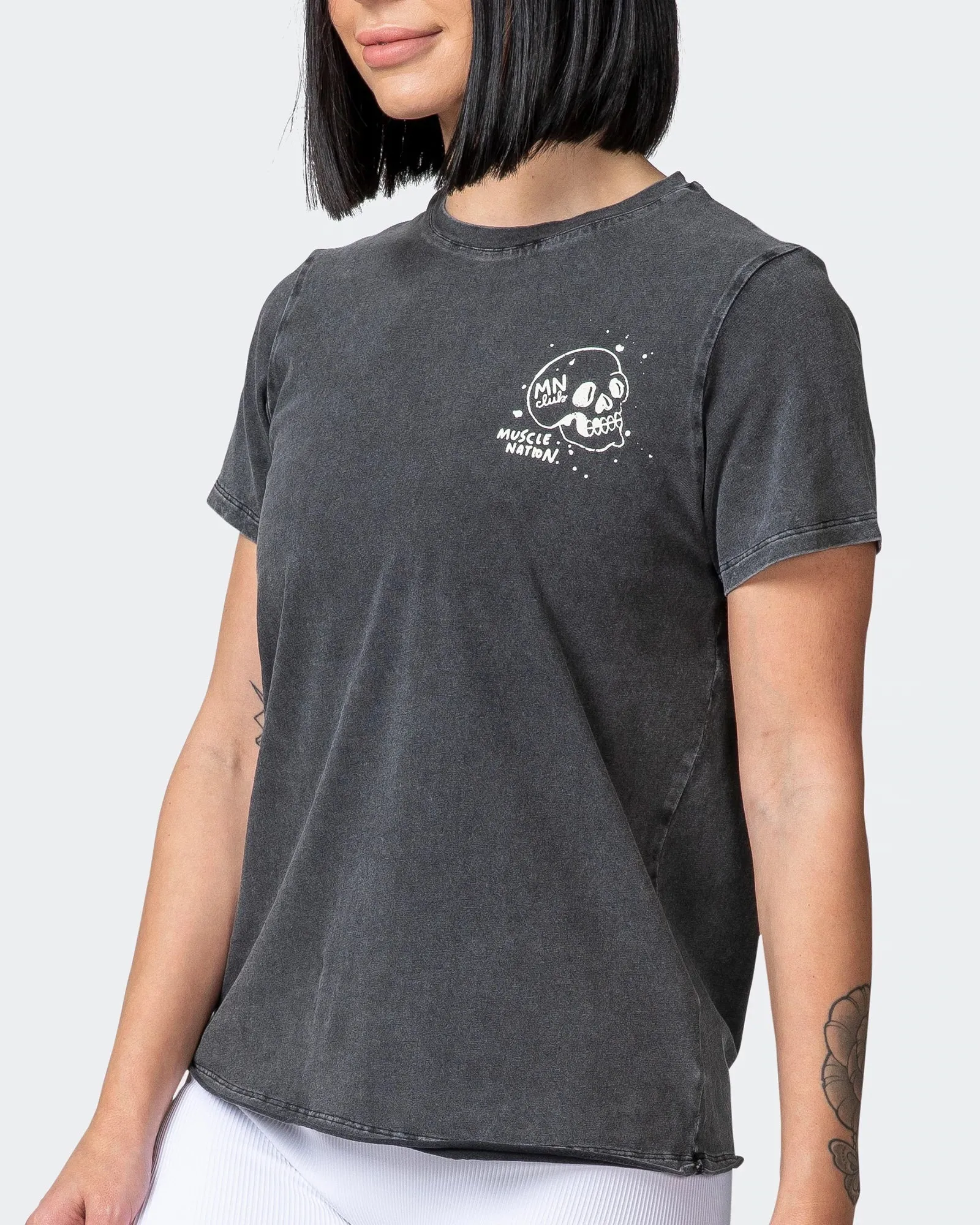 WOMENS GRAFFITI TAG REGULAR FIT VINTAGE TEE Washed Black