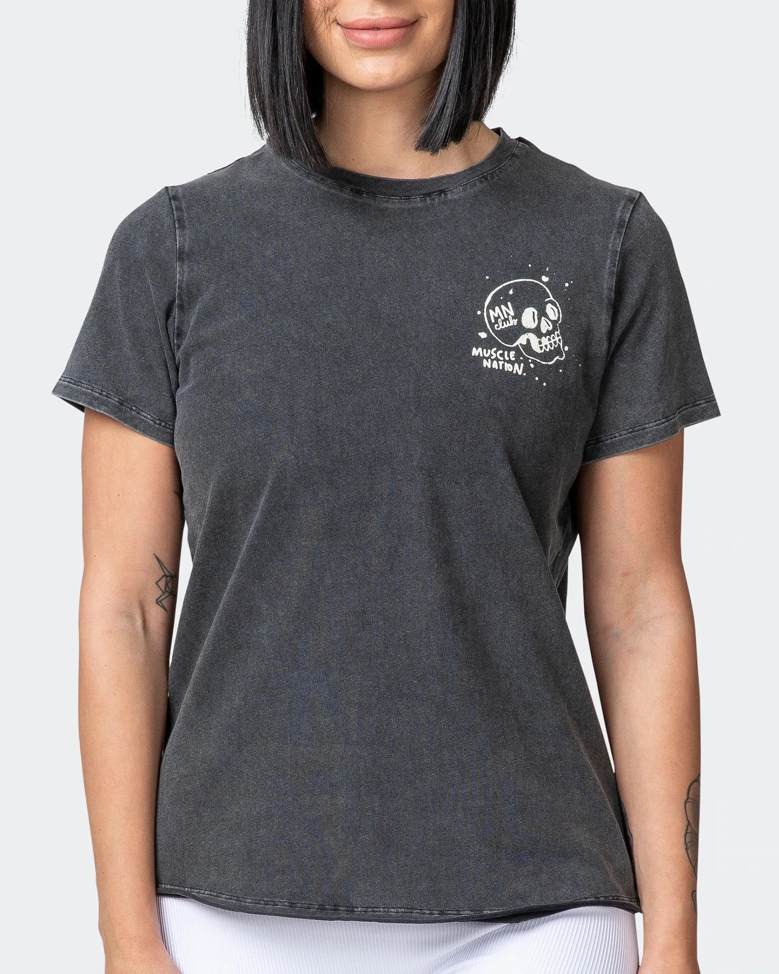 WOMENS GRAFFITI TAG REGULAR FIT VINTAGE TEE Washed Black