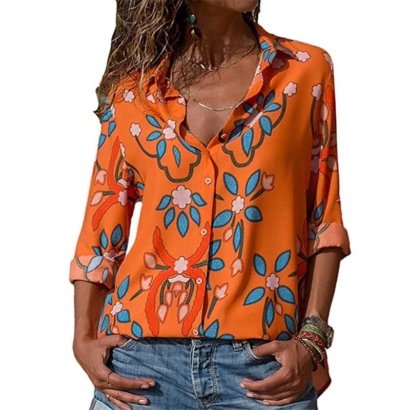 Women's Long Sleeve Chiffon Turtleneck Blouse