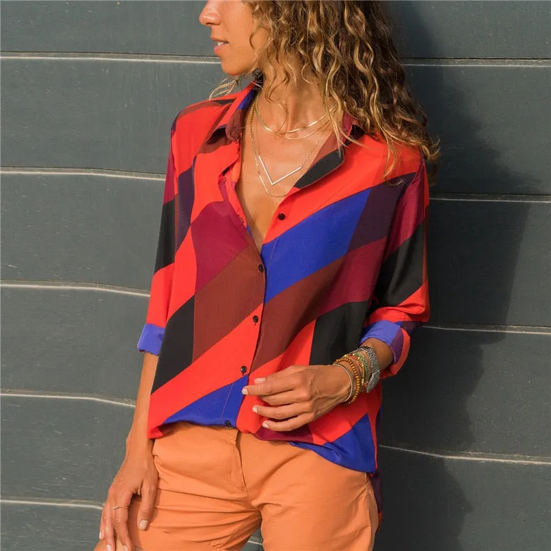 Women's Long Sleeve Chiffon Turtleneck Blouse