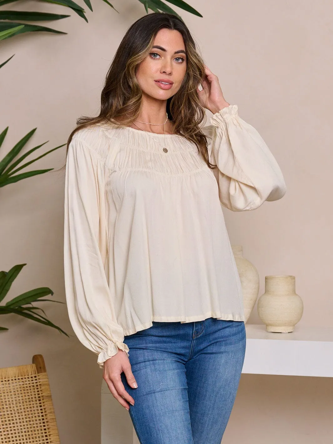 WOMEN'S LONG SLEEVE DETAILED BLOUSE TOP