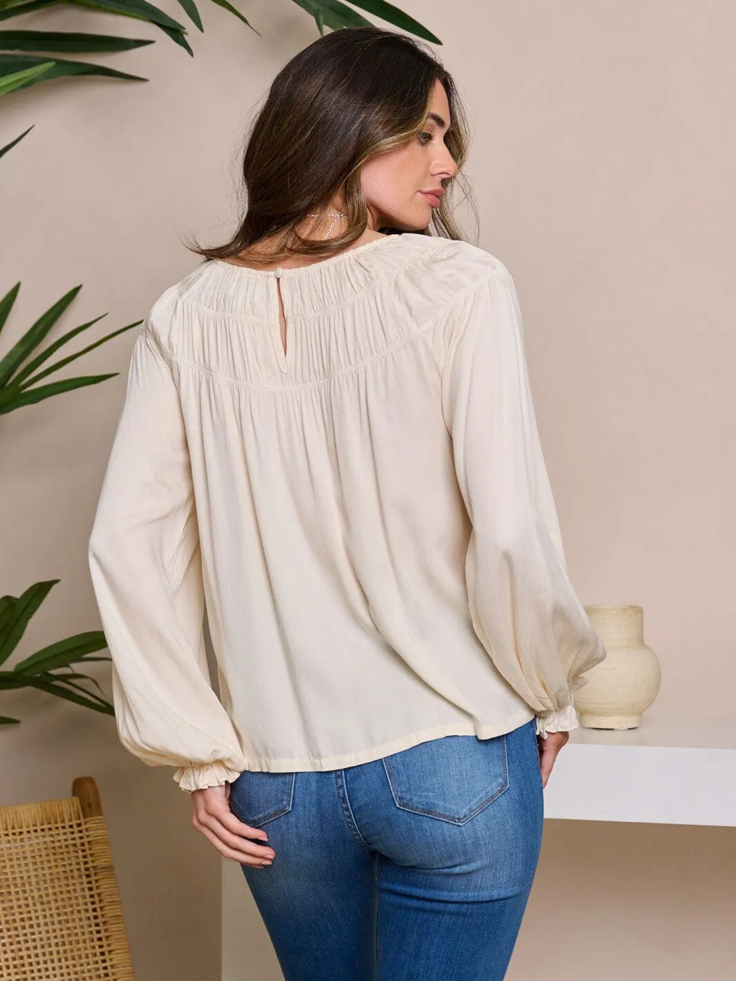 WOMEN'S LONG SLEEVE DETAILED BLOUSE TOP
