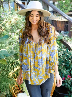WOMEN'S LONG SLEEVE FLORAL TOP