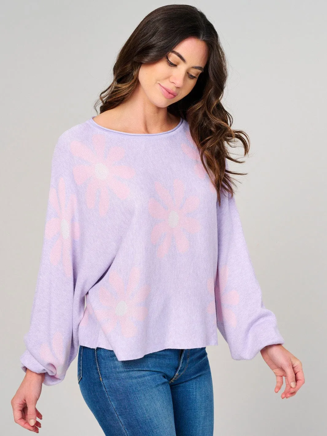 WOMEN'S LONG SLEEVE FLOWERS PRINT TOP