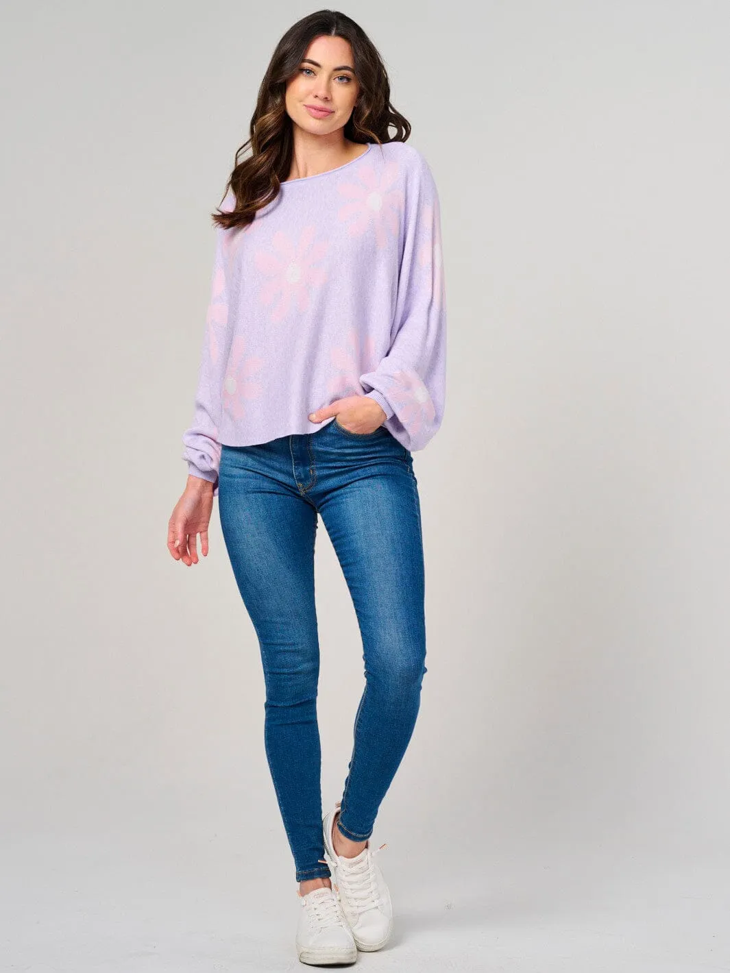 WOMEN'S LONG SLEEVE FLOWERS PRINT TOP