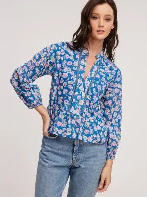 WOMENS LONG SLEEVE V-NECK FLORAL  BLOUSE TOP