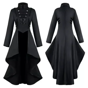 Women's Medieval Style Victorian Costume Tuxedo Tailcoat Gothic Steampunk Trench Coat Irregular Hem Vintage Frock Coat