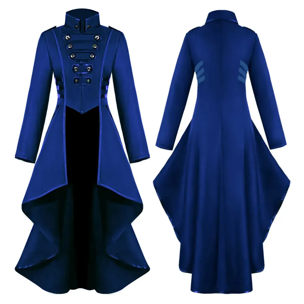 Women's Medieval Style Victorian Costume Tuxedo Tailcoat Gothic Steampunk Trench Coat Irregular Hem Vintage Frock Coat