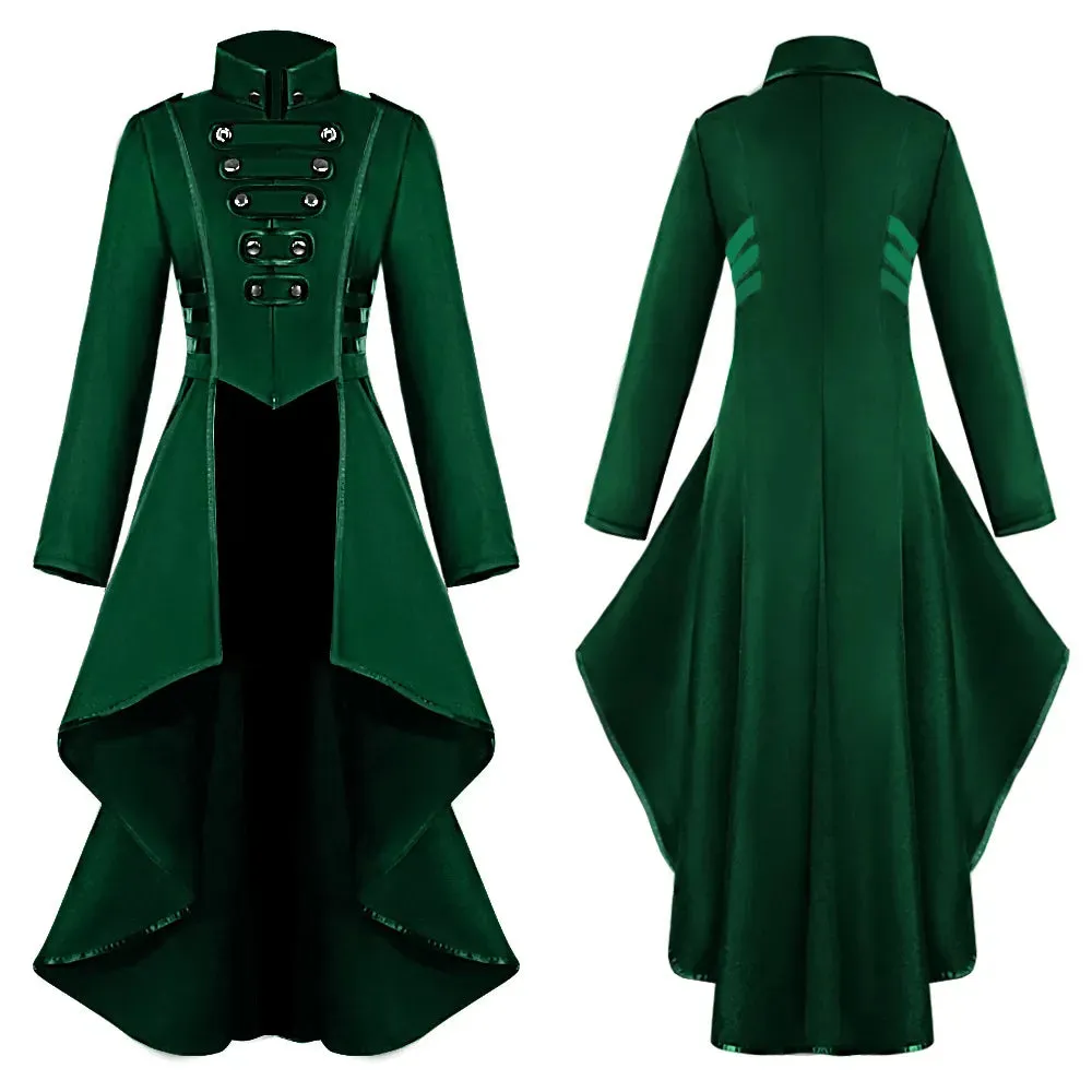 Women's Medieval Style Victorian Costume Tuxedo Tailcoat Gothic Steampunk Trench Coat Irregular Hem Vintage Frock Coat