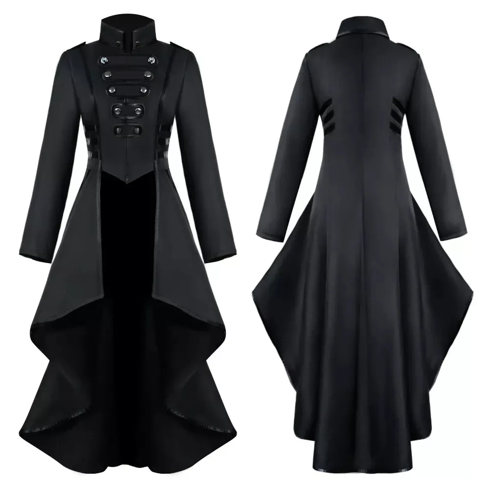 Women's Medieval Style Victorian Costume Tuxedo Tailcoat Gothic Steampunk Trench Coat Irregular Hem Vintage Frock Coat